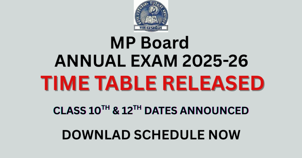 MP Board Annual Exam 2025-26 Time Table